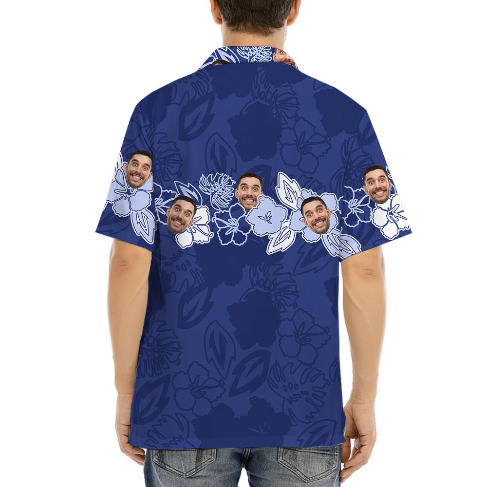 Custom Different Face Men's Tropical Button Up Shirt