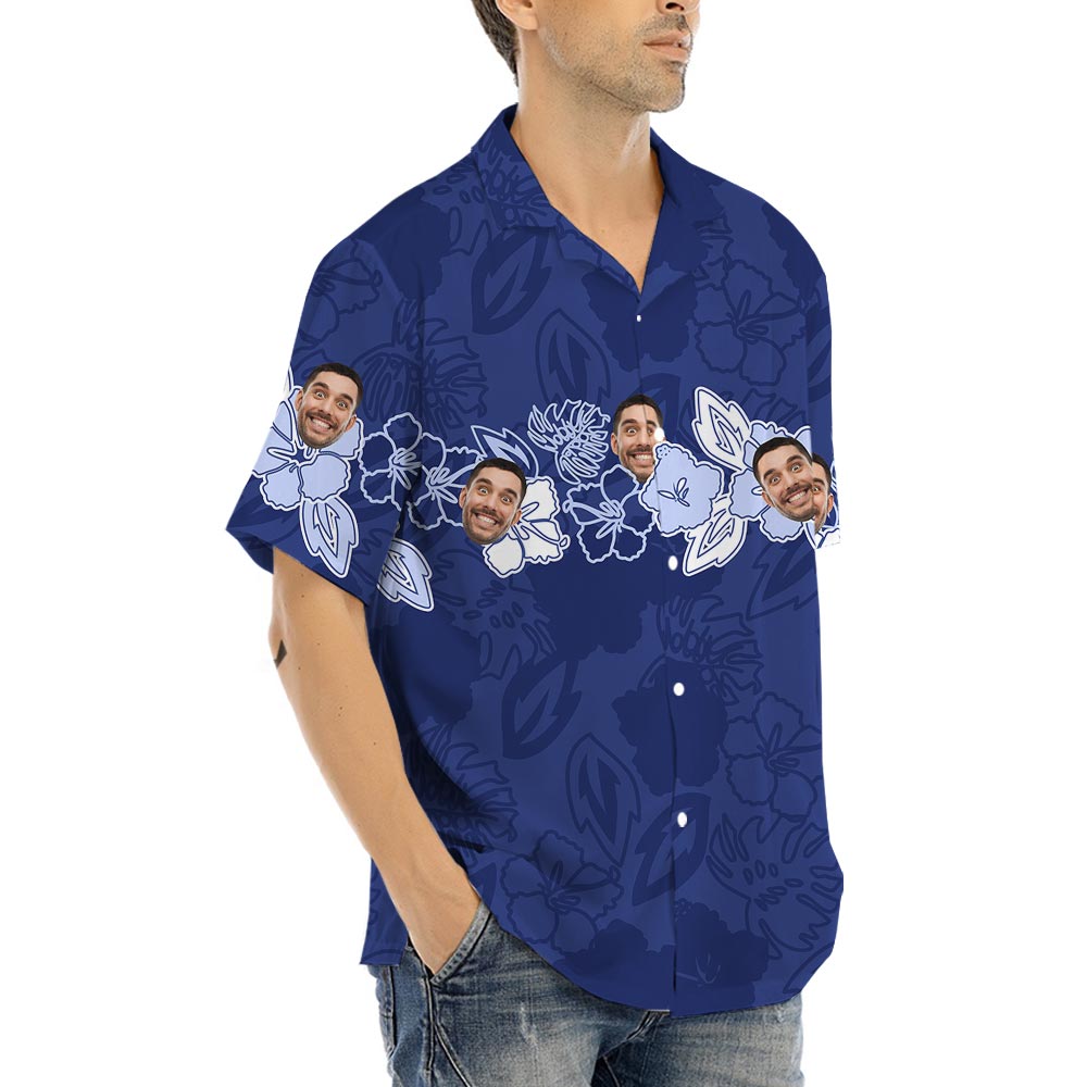 Custom Different Face Men's Tropical Button Up Shirt