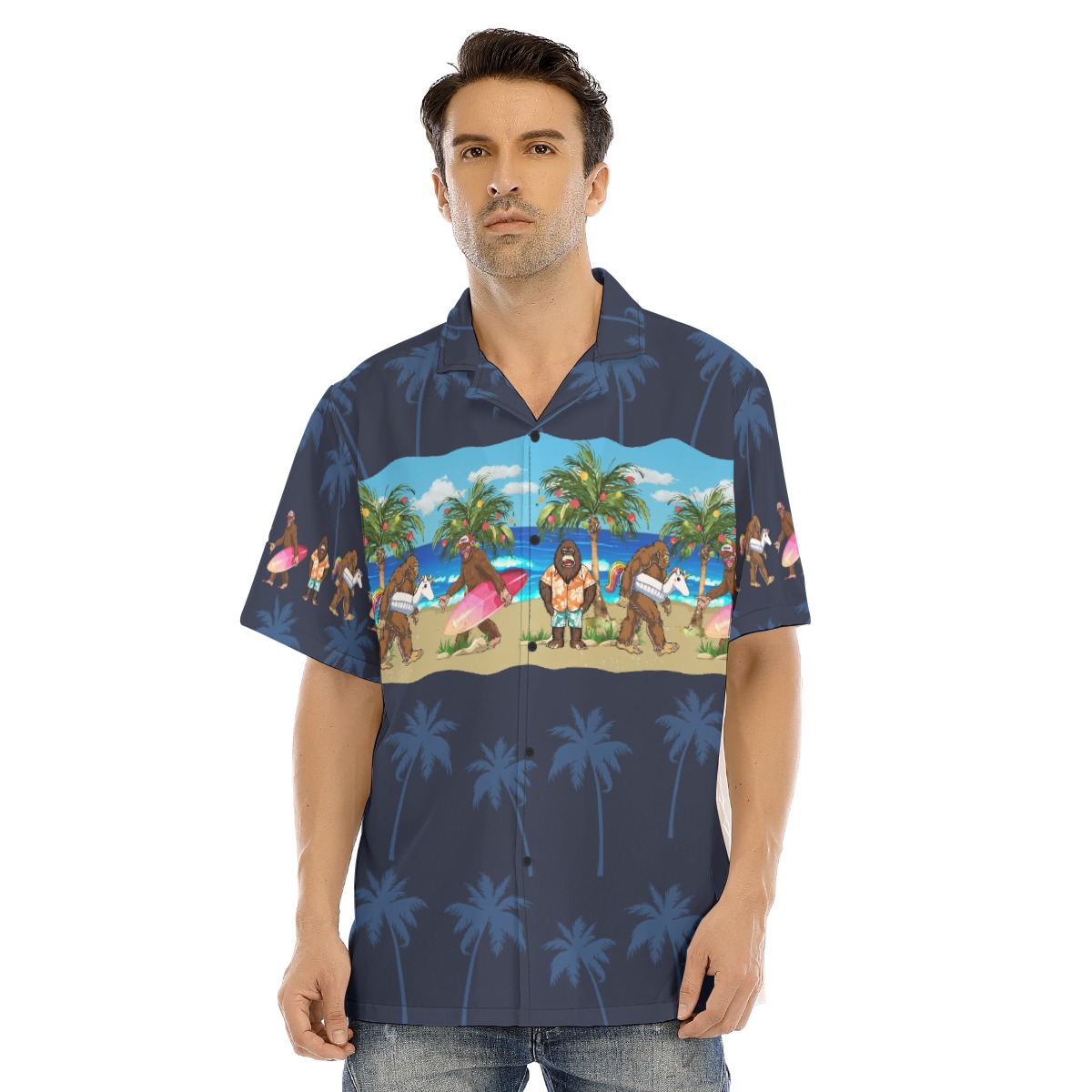 Bigfoot Christmas In July Hawaiian Shirt - variant image 1