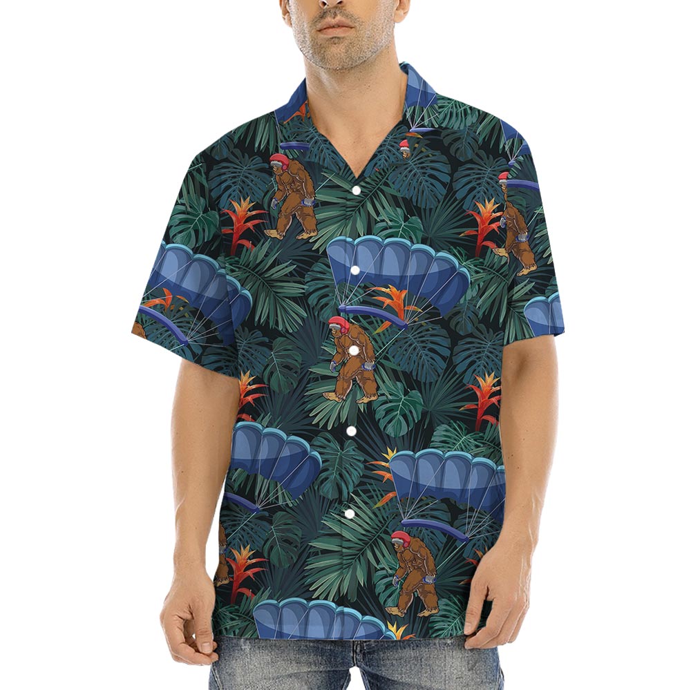Funny Bigfoot Skydiving Hawaiian Shirt For Men - variant image 1