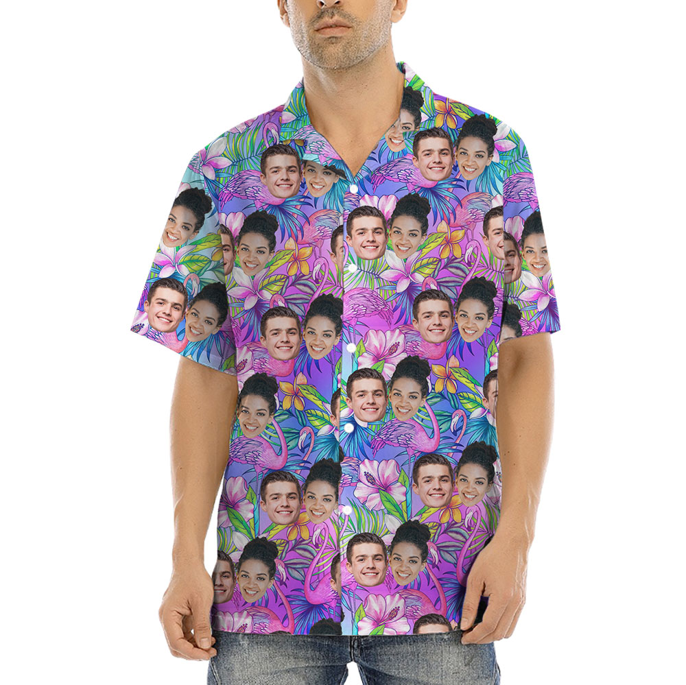 Unique Floral Hawaiian Shirt With 1-5 Faces On It - variant image 1