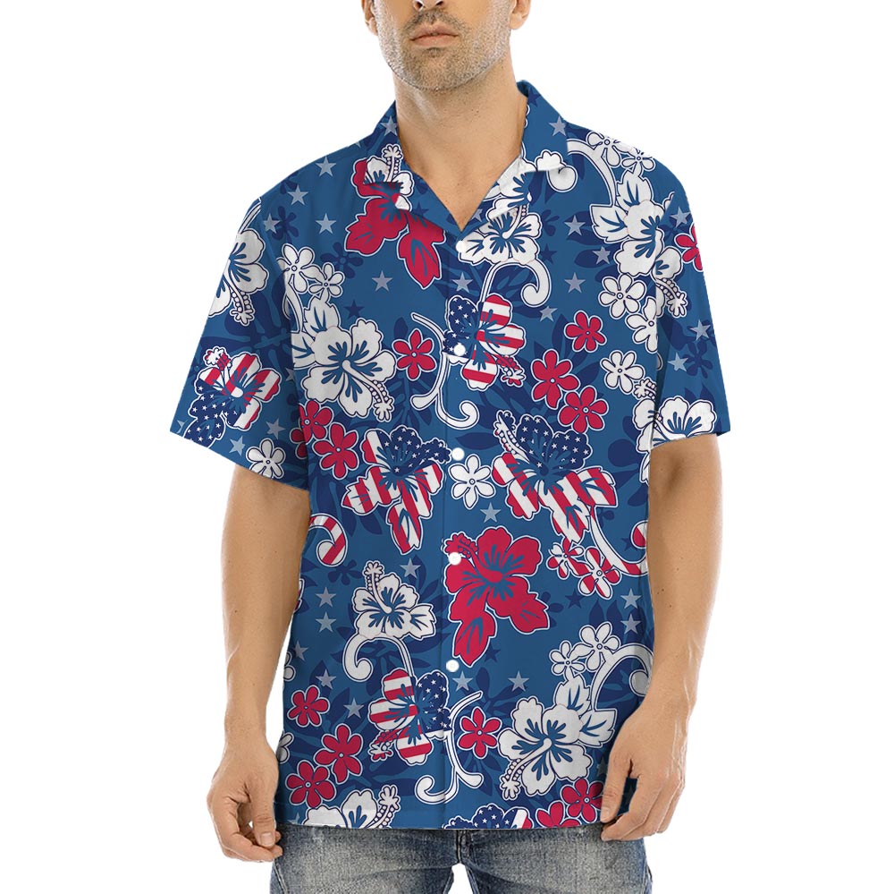 Red White Blue Tropical Shirt American Flag - variant image 1