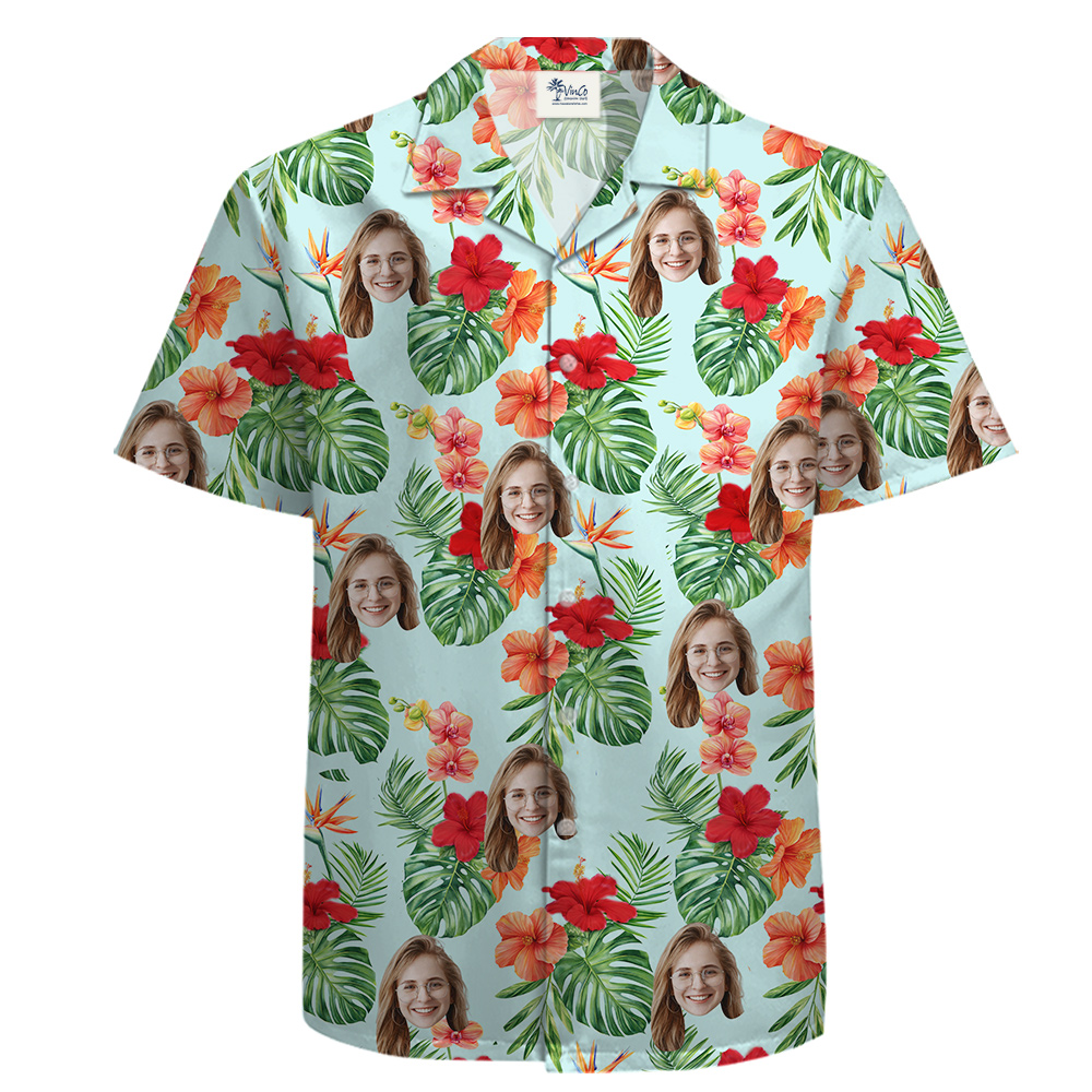 Custom 1-5 Faces Cotton Tropical Hawaiian Shirt No Minimum - variant image 1
