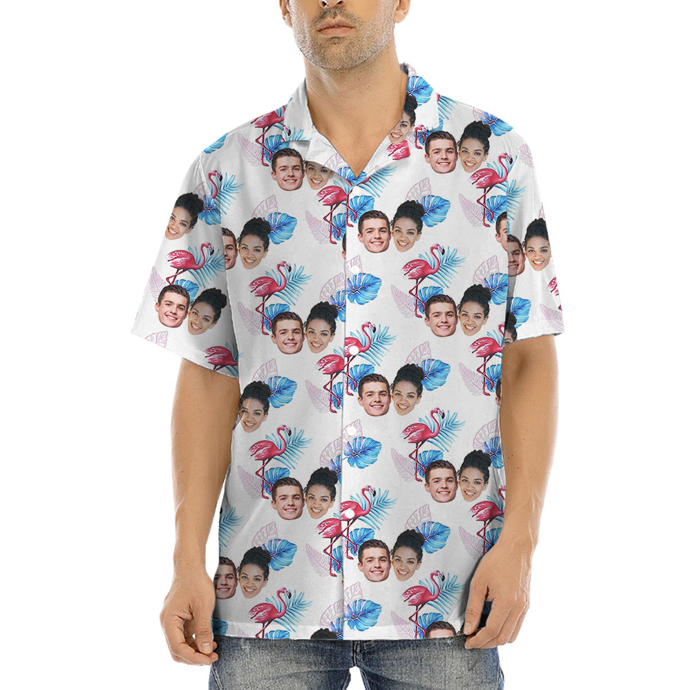 Custom 1-5 Faces Flamingo Hawaiian Shirt Mens - variant image 1