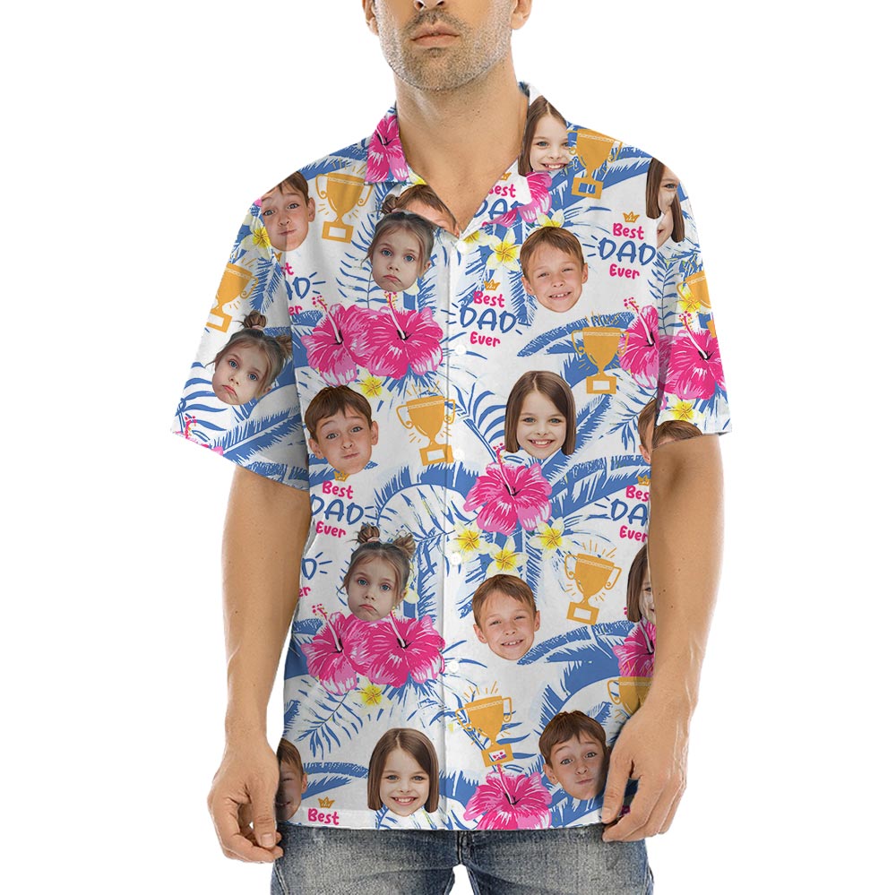 Funny Men's Tropical Shirts With Kid Faces For Father's Day - variant image 1