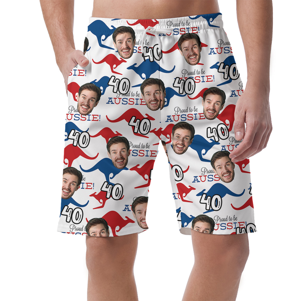 Proud To Be Aussie Hawaiian Short for Men with Custom Face and Age - variant image 1