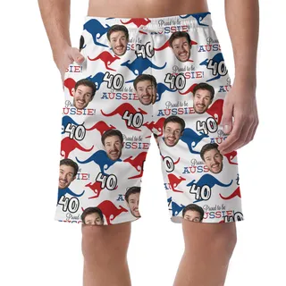 Proud To Be Aussie Hawaiian Short for Men with Custom Face and Age