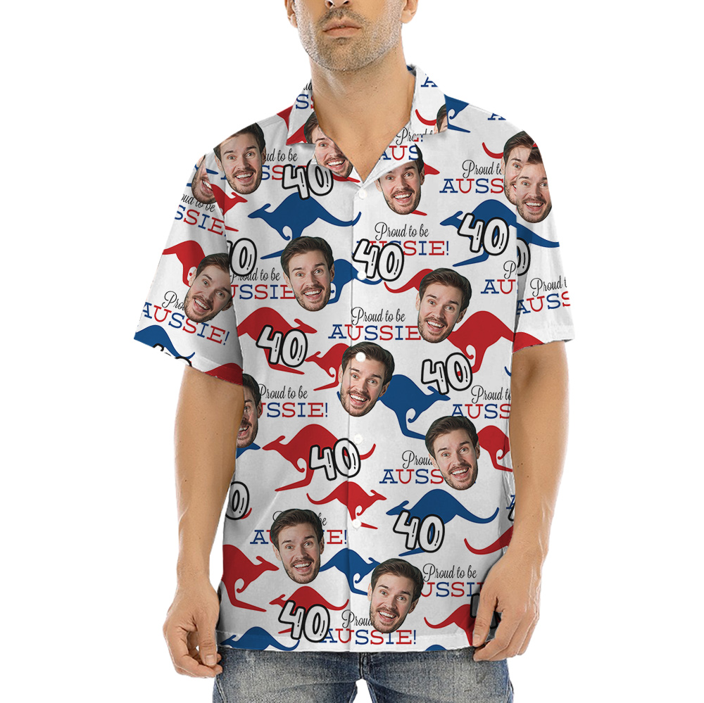 Custom Face and Age Aussie Hawaiian Shirt - variant image 1