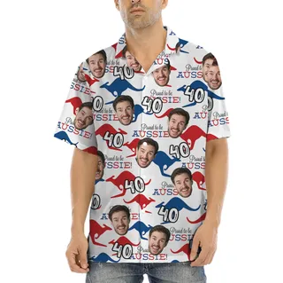 Custom Face and Age Aussie Hawaiian Shirt