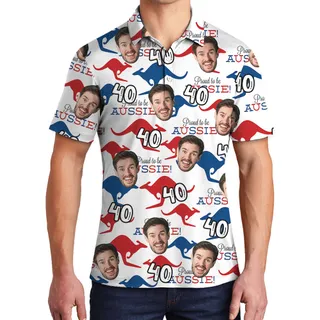 Custom Face and Age Aussie Hawaiian Polo Golf Shirt