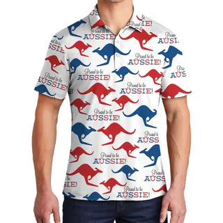 Aussie Kangaroo Hawaiian Polo Golf Shirt for Men