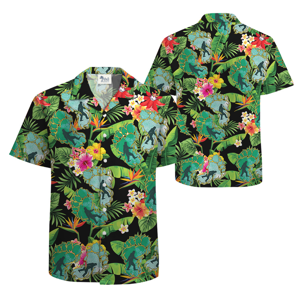 Foot Print Sasquatch Tropical Hawaiian Shirt