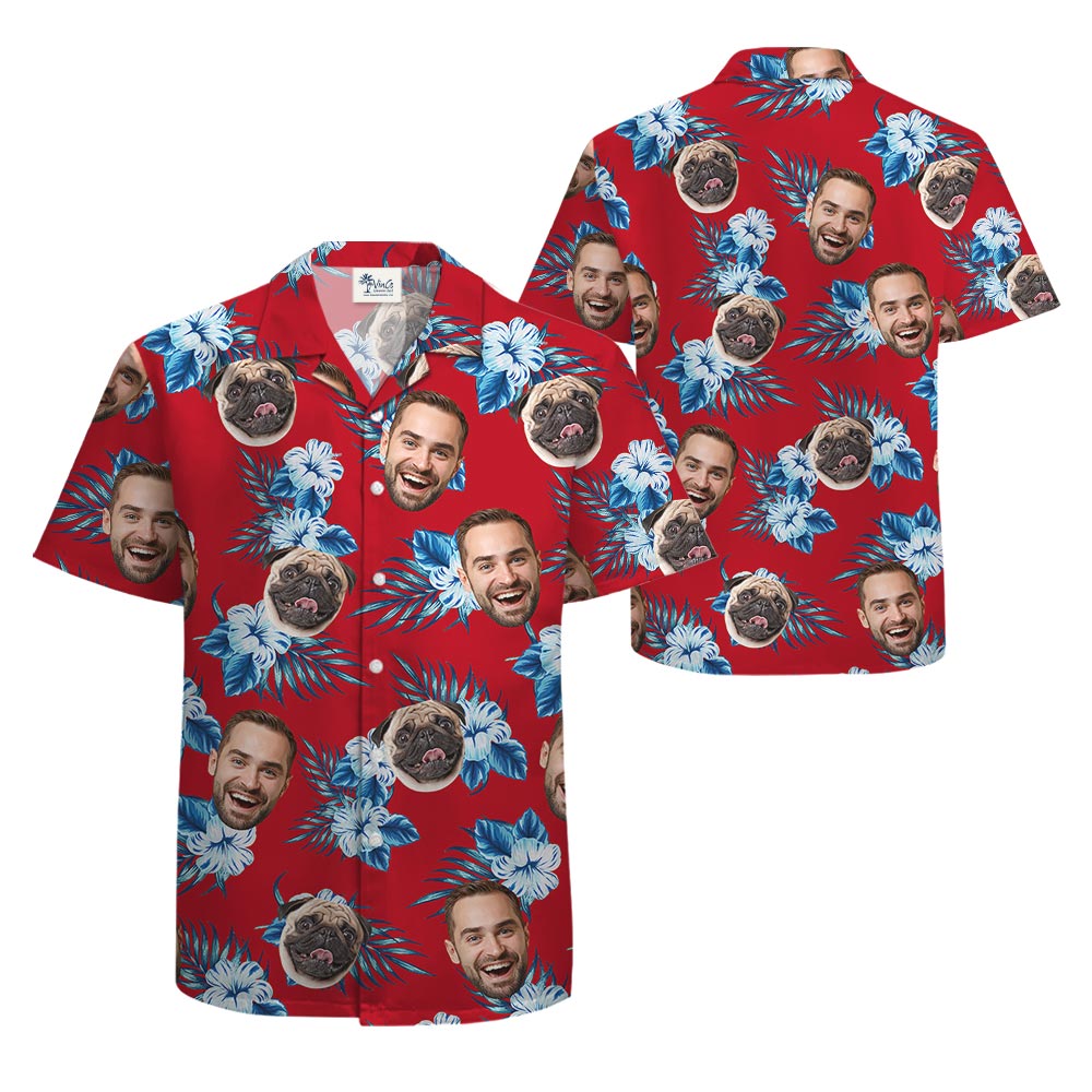 Personalized Male Hawaiian Shirts With Dog Face