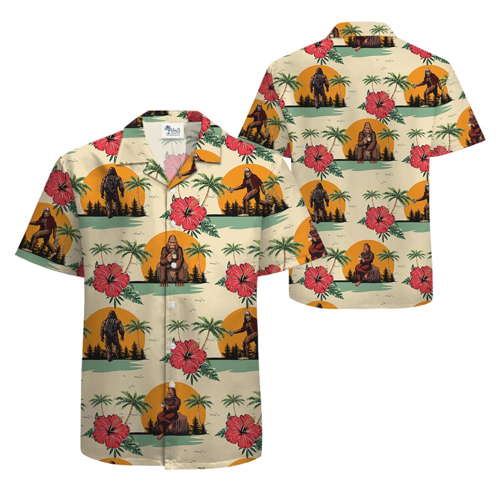 Sasquatch Wildlife Men's Hawaiian Shirt Button Up