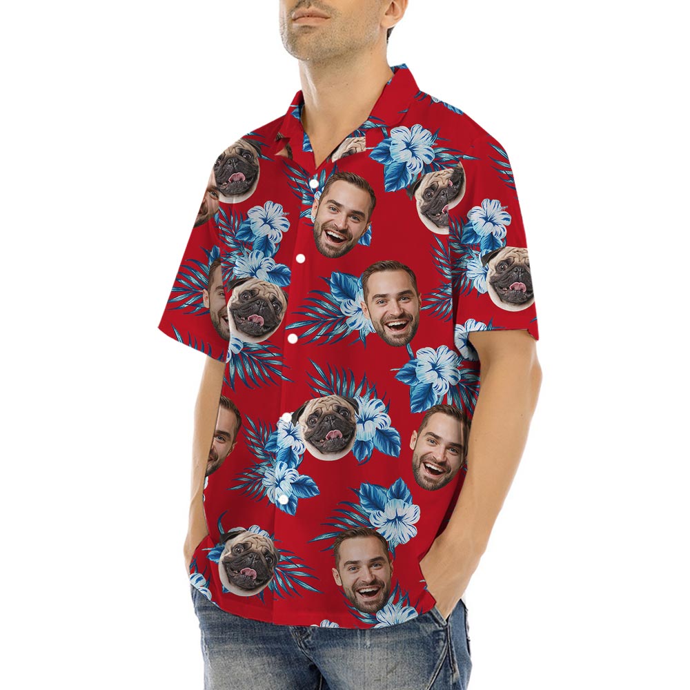 Personalized Male Hawaiian Shirts With Dog Face