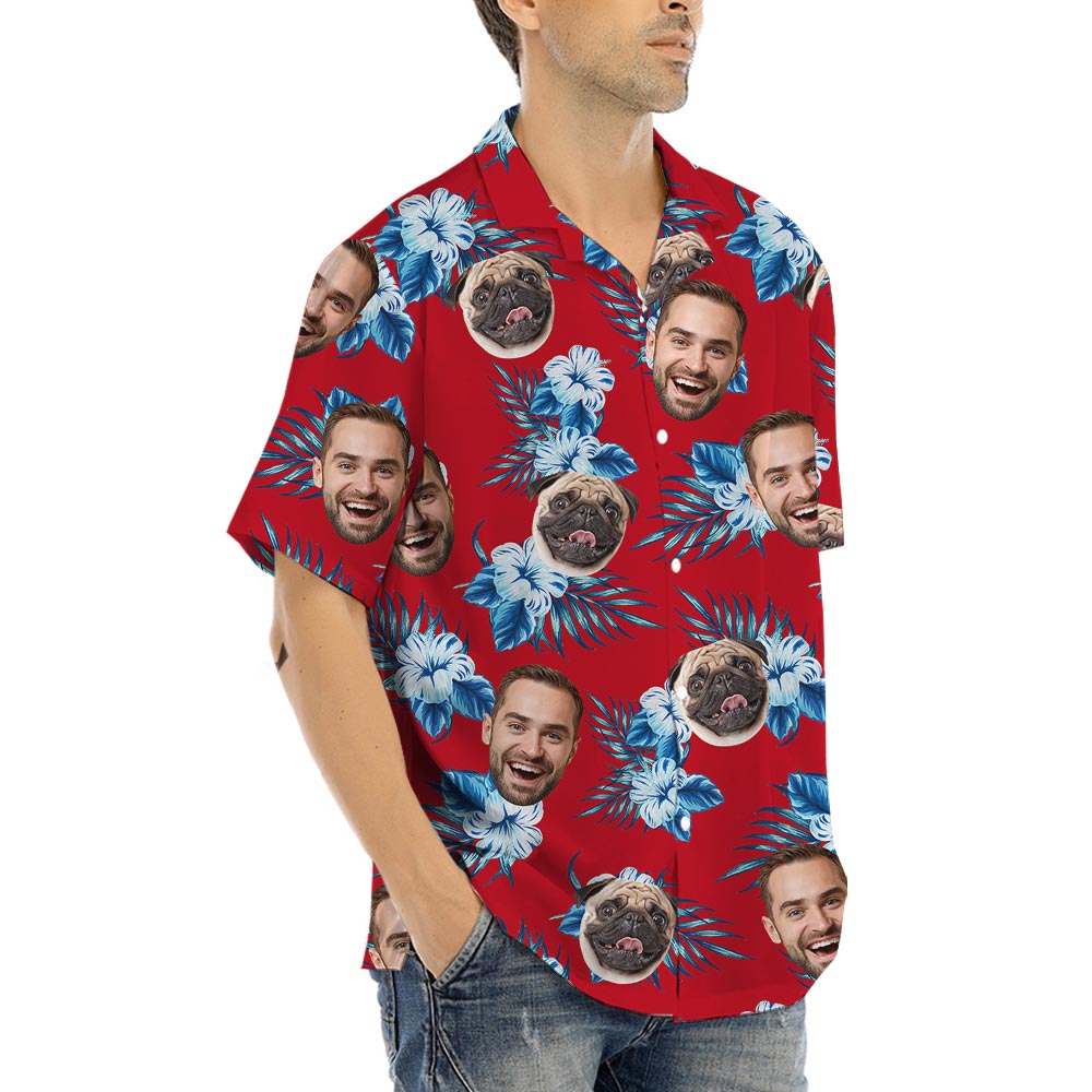 Personalized Male Hawaiian Shirts With Dog Face