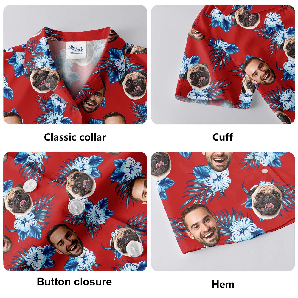 Personalized Male Hawaiian Shirts With Dog Face