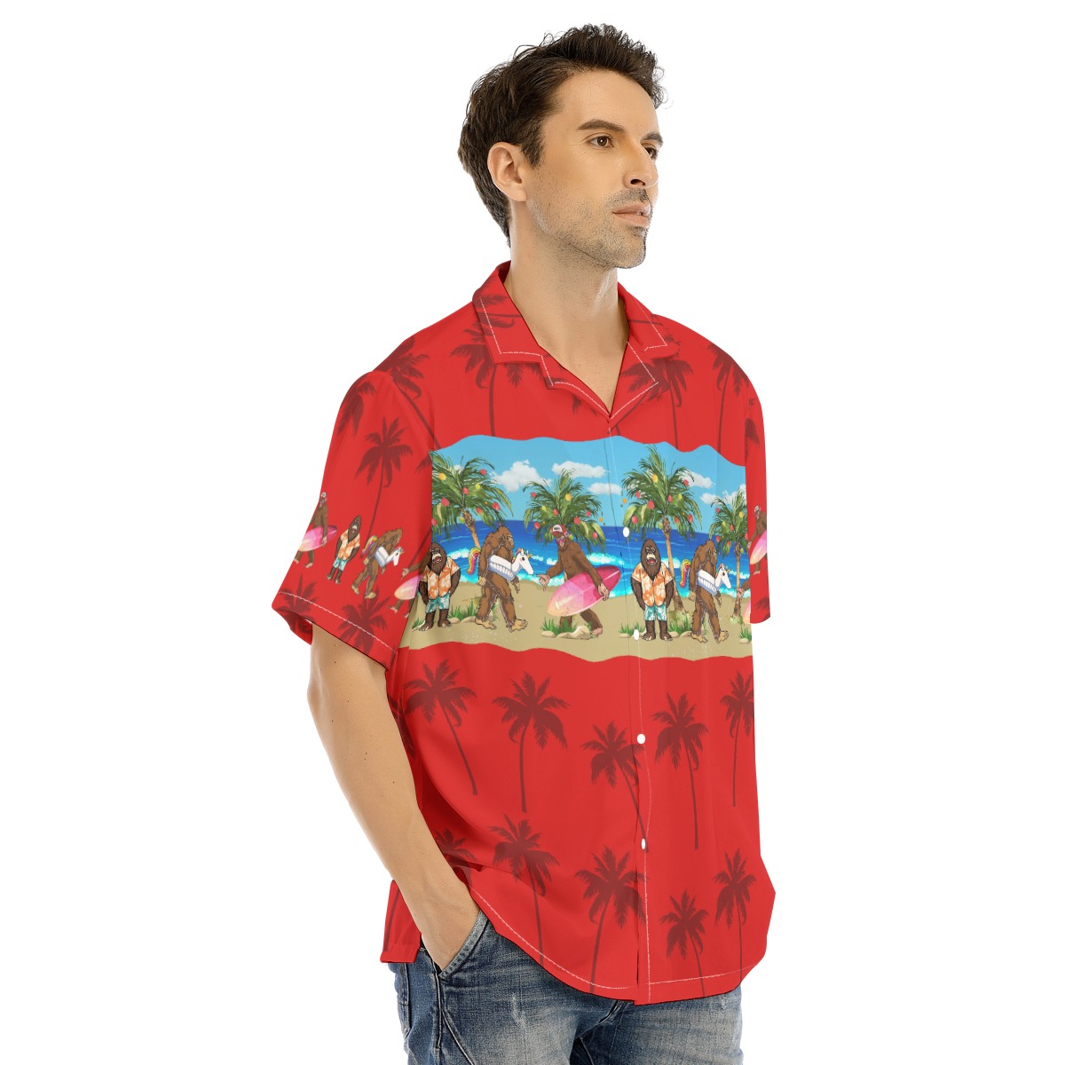 Christmas In July Sasquatch Red Hawaiian Shirt