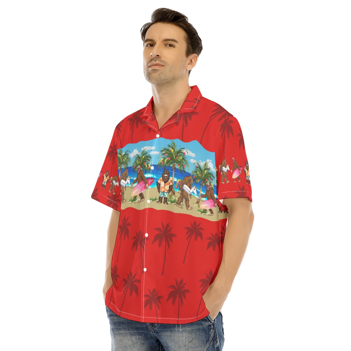 Christmas In July Sasquatch Red Hawaiian Shirt