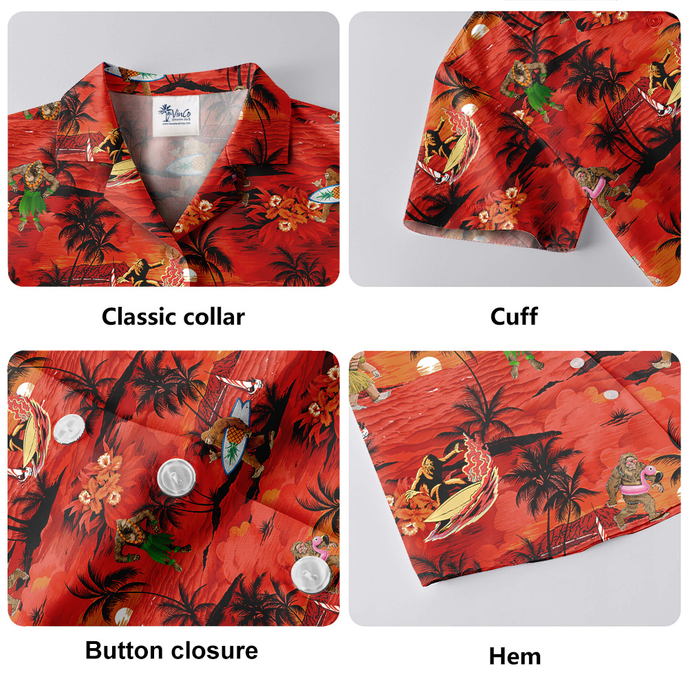 Hula Sasquatch Tropical Sunset Beach Hawaiian Shirt
