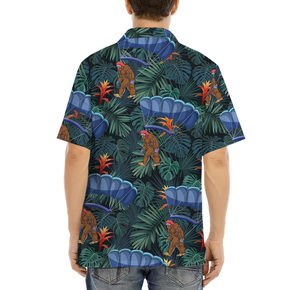 Funny Bigfoot Skydiving Hawaiian Shirt For Men