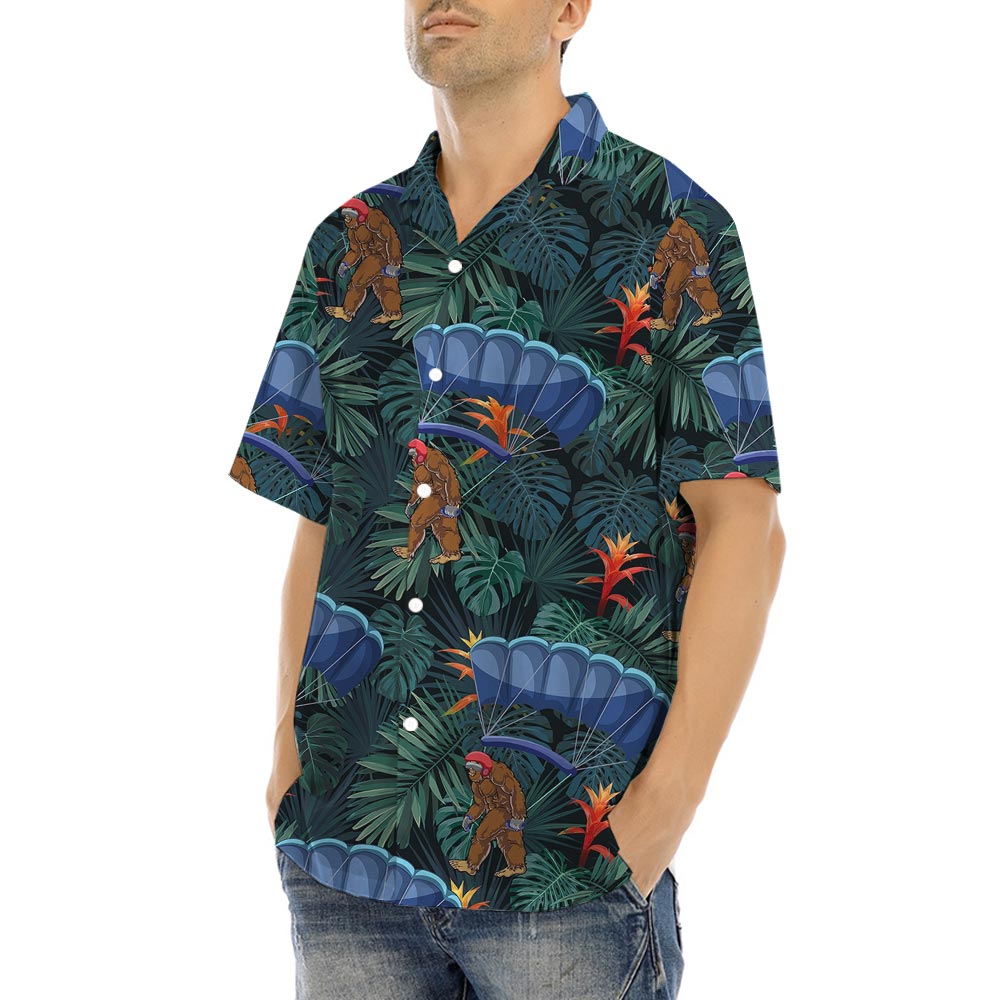 Funny Bigfoot Skydiving Hawaiian Shirt For Men