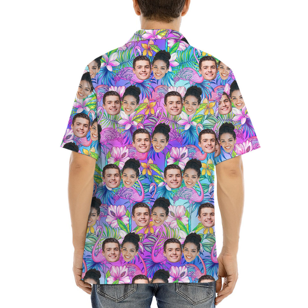 Unique Floral Hawaiian Shirt With 1-5 Faces On It