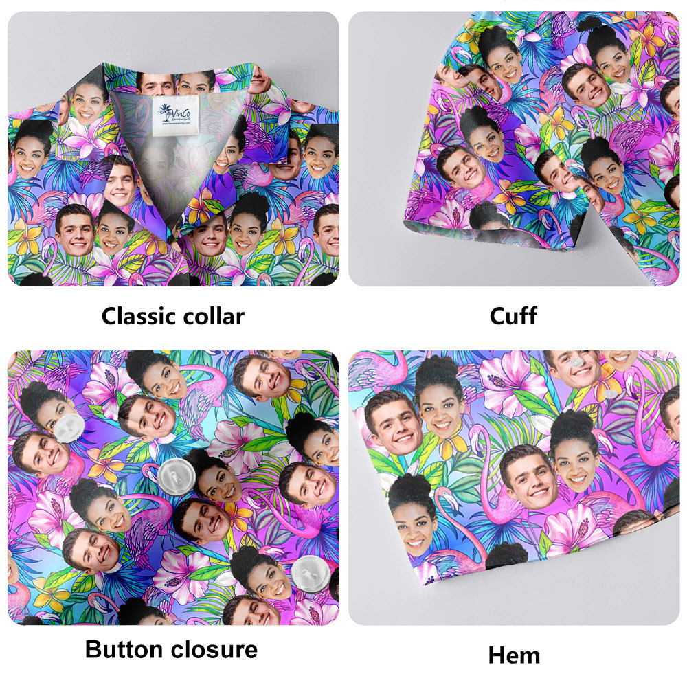 Unique Floral Hawaiian Shirt With 1-5 Faces On It