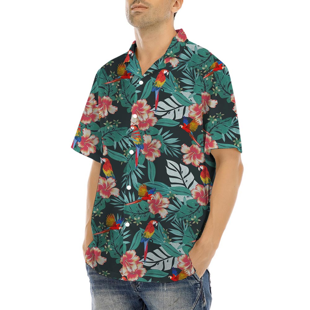 Tropical Parrots Men's Button Up Shirt