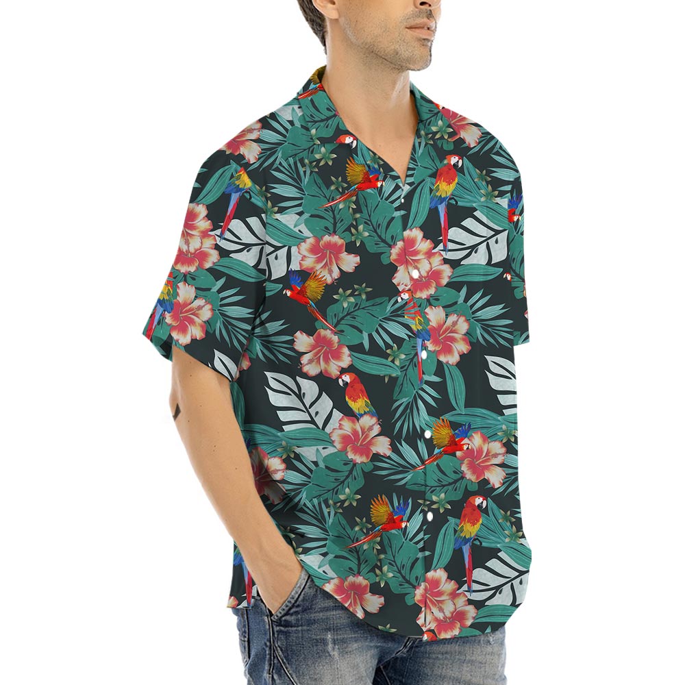 Tropical Parrots Men's Button Up Shirt