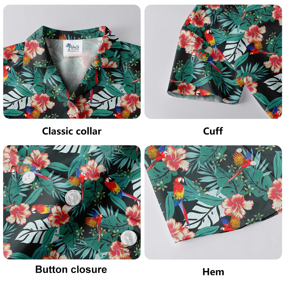 Tropical Parrots Men's Button Up Shirt