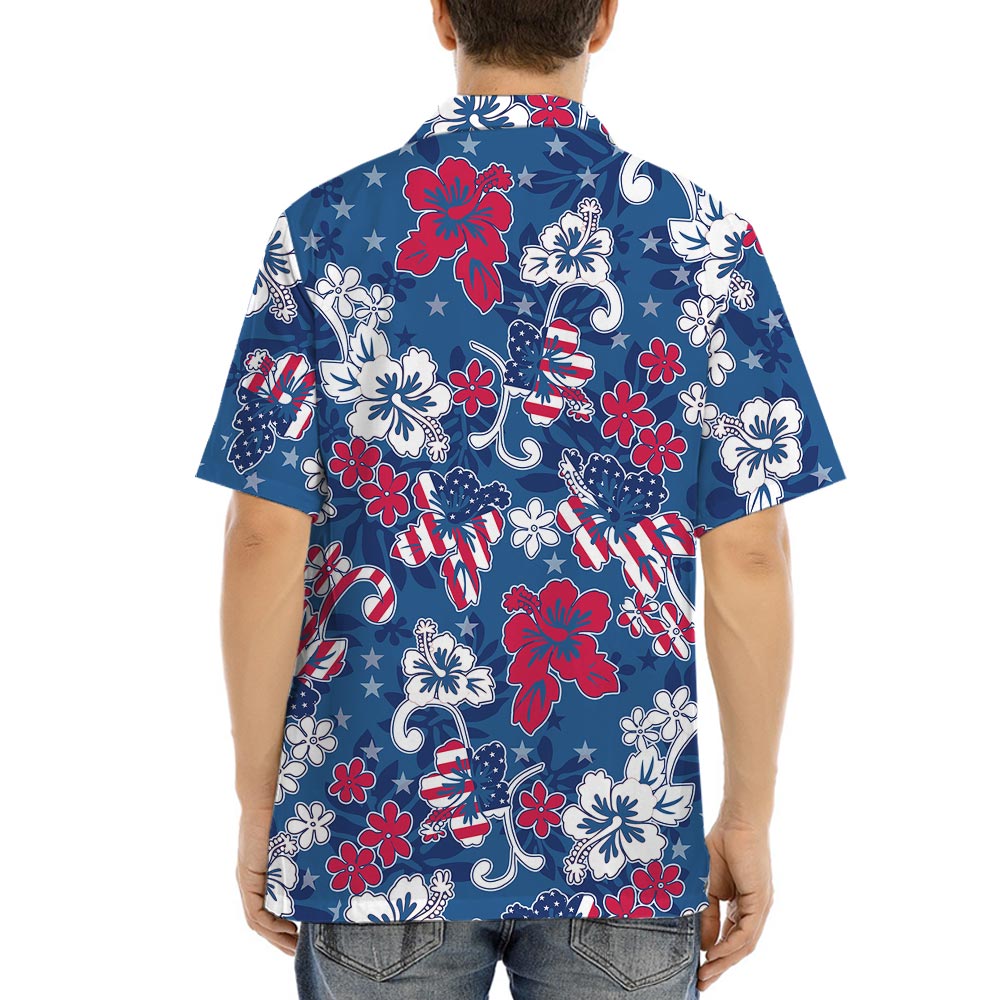 Red White Blue Tropical Shirt American Flag