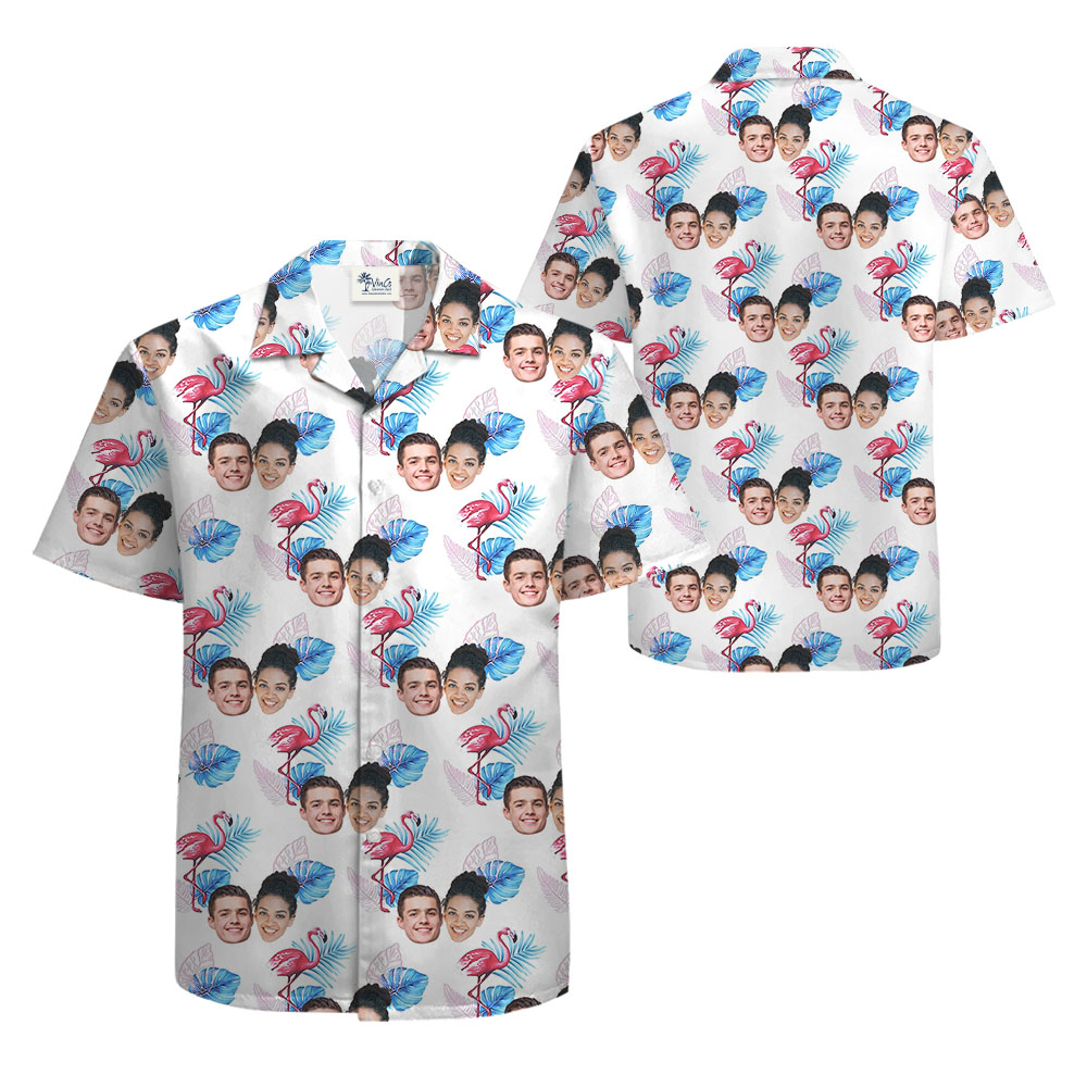 Custom 1-5 Faces Flamingo Hawaiian Shirt Mens