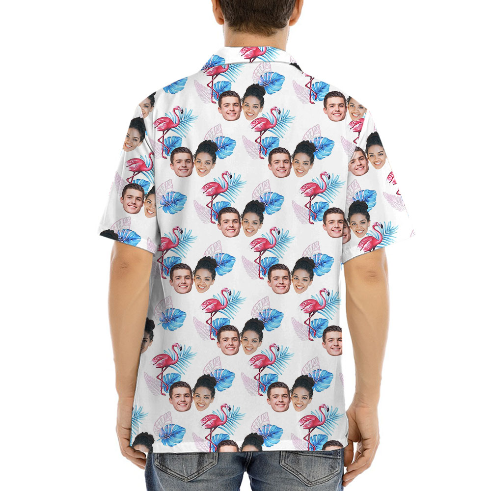 Custom 1-5 Faces Flamingo Hawaiian Shirt Mens