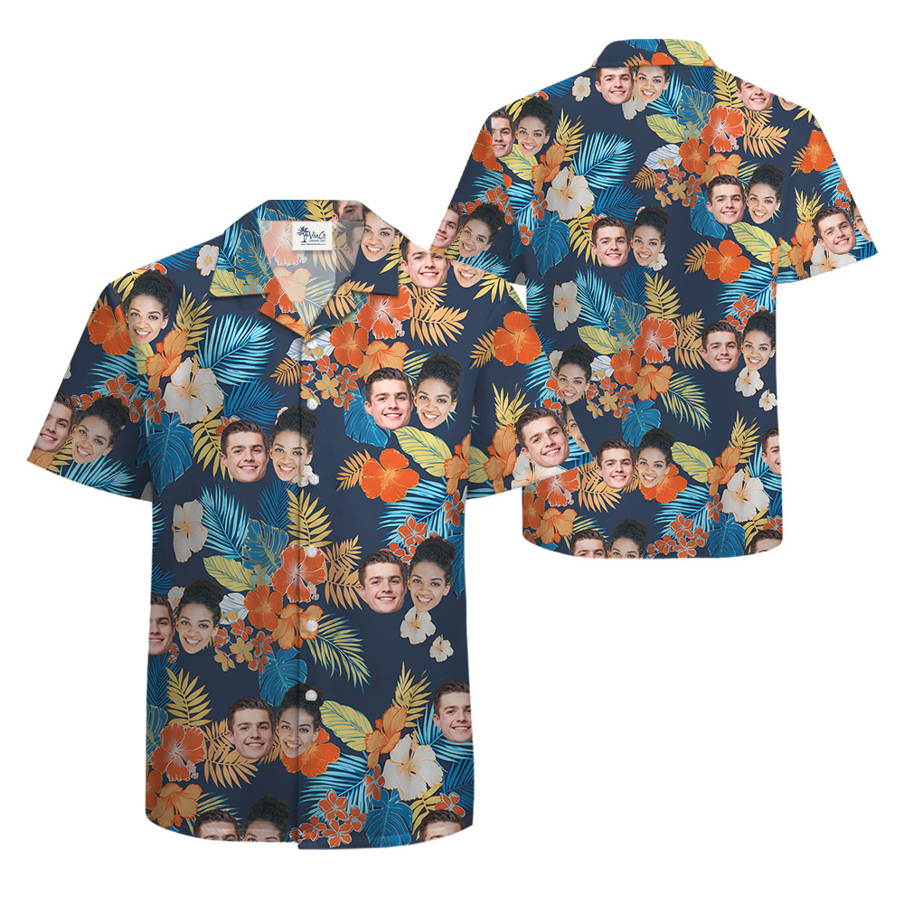 Colorful Floral Aloha Shirt With 1-5 Faces