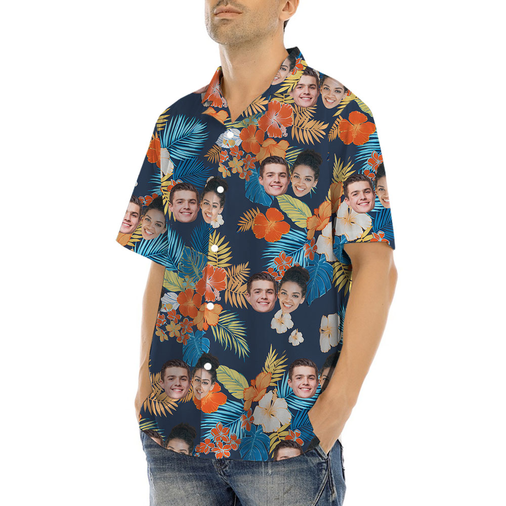 Colorful Floral Aloha Shirt With 1-5 Faces