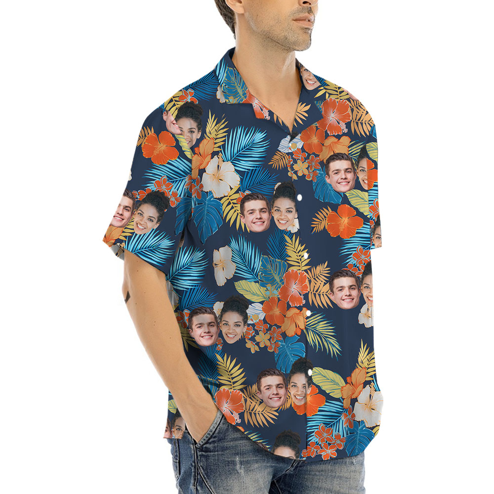 Colorful Floral Aloha Shirt With 1-5 Faces