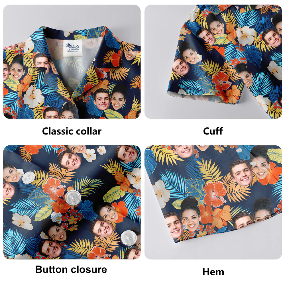 Colorful Floral Aloha Shirt With 1-5 Faces