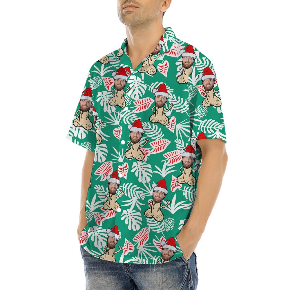 Naughty Custom Face Christmas Hawaii Shirt For Men