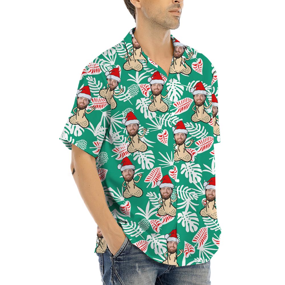 Naughty Custom Face Christmas Hawaii Shirt For Men