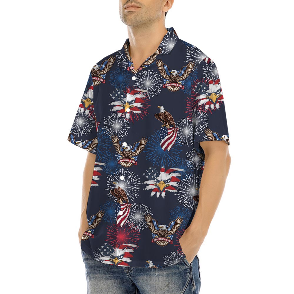 Men's American Eagle Hawaiian Shirt Navy