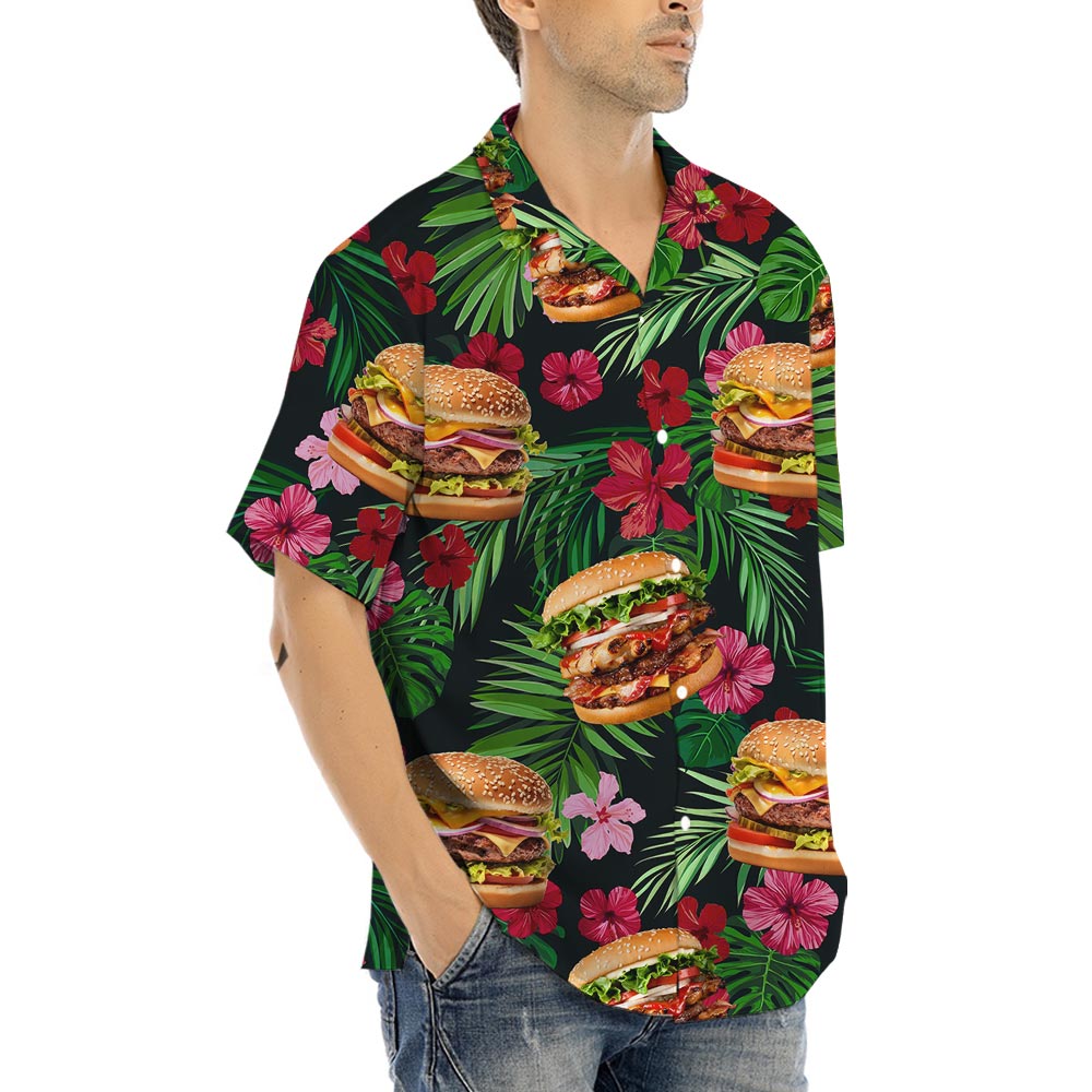 Funny Hamburger Hawaiian Shirt For Men