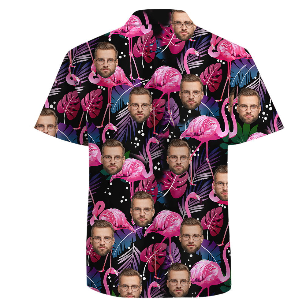 Flamingo Cotton Tropical Shirt with Custom Up To 5 Faces
