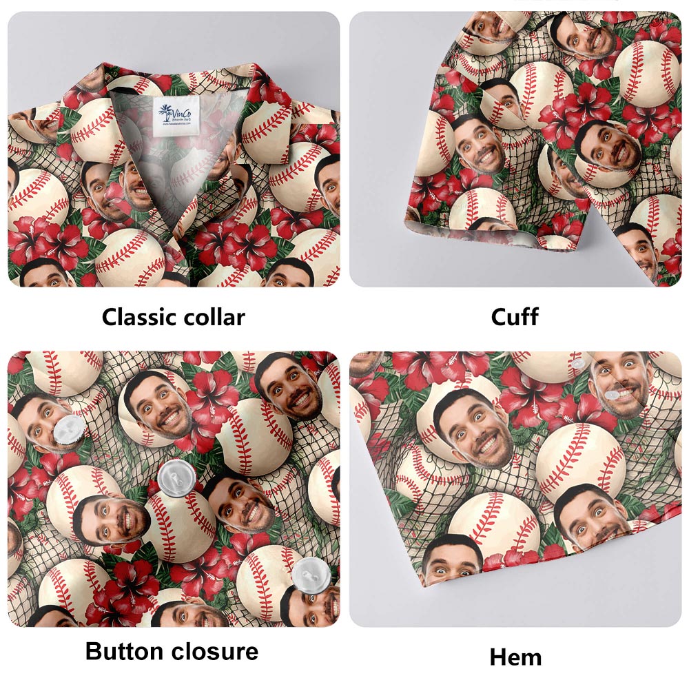 Custom Baseball Floral Hawaiian Shirt With Face