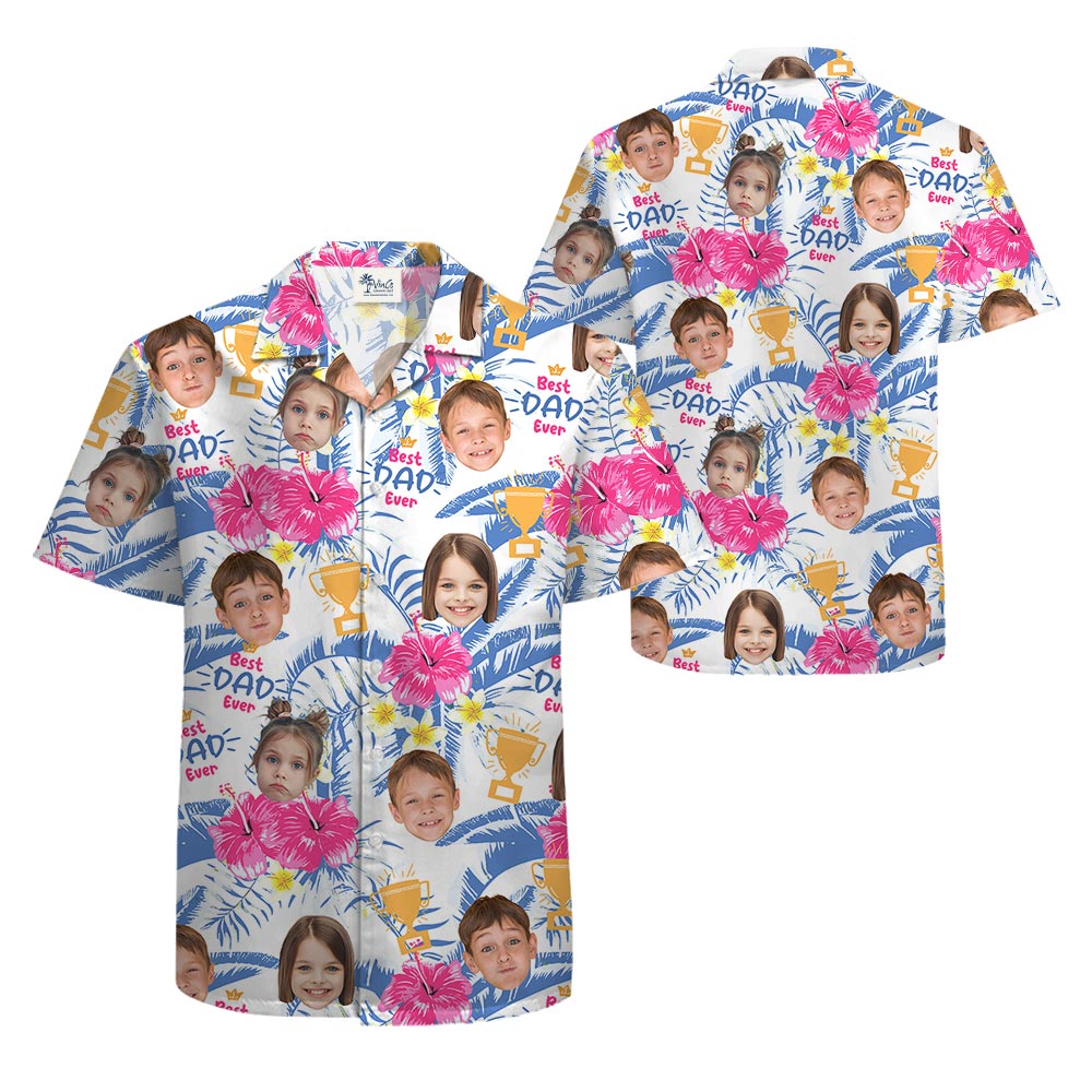 Funny Men's Tropical Shirts With Kid Faces For Father's Day