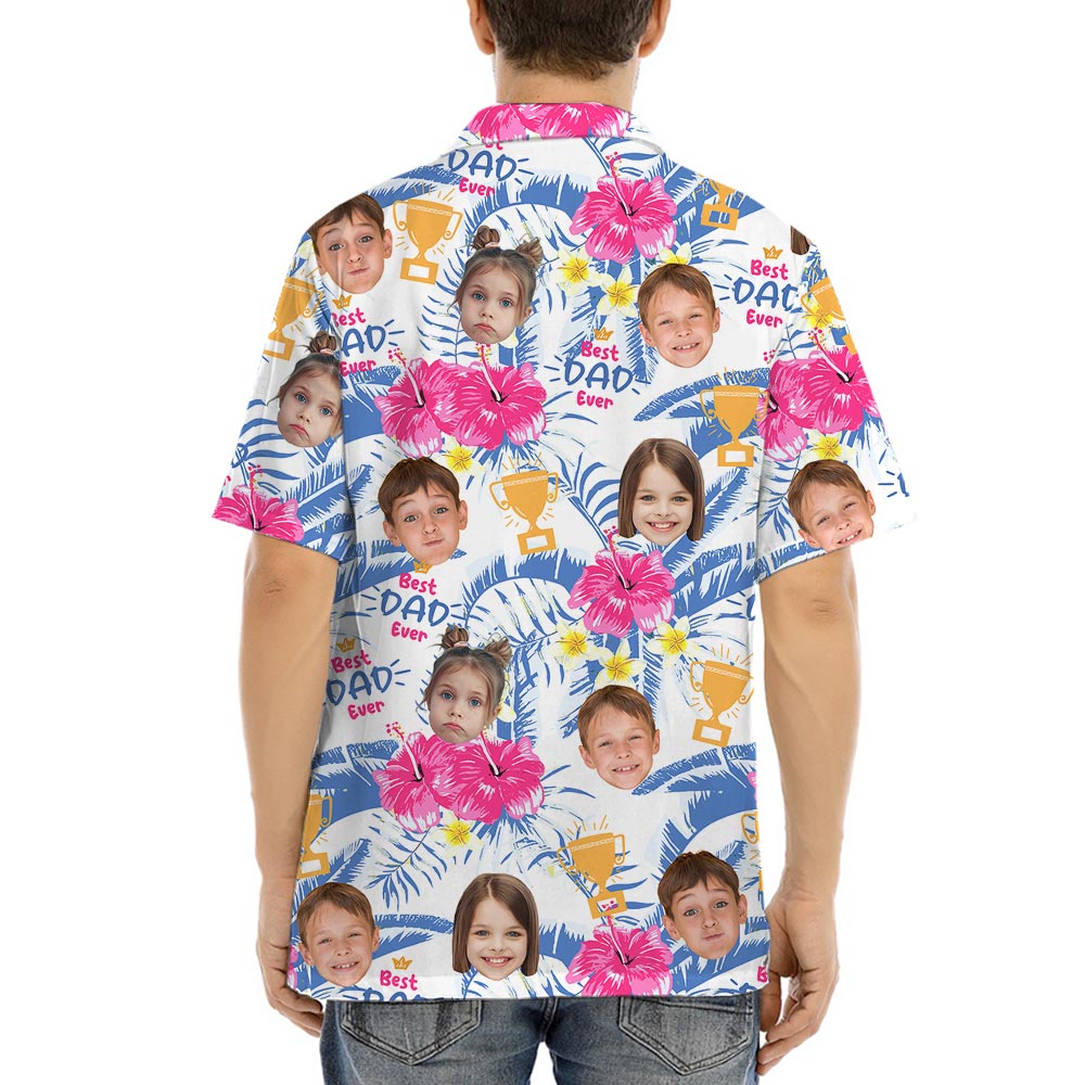Funny Men's Tropical Shirts With Kid Faces For Father's Day