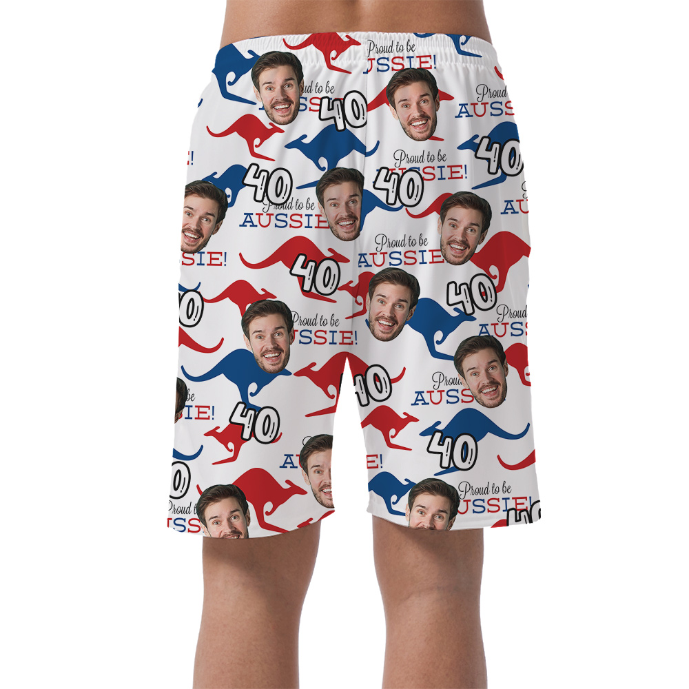 Proud To Be Aussie Hawaiian Short for Men with Custom Face and Age