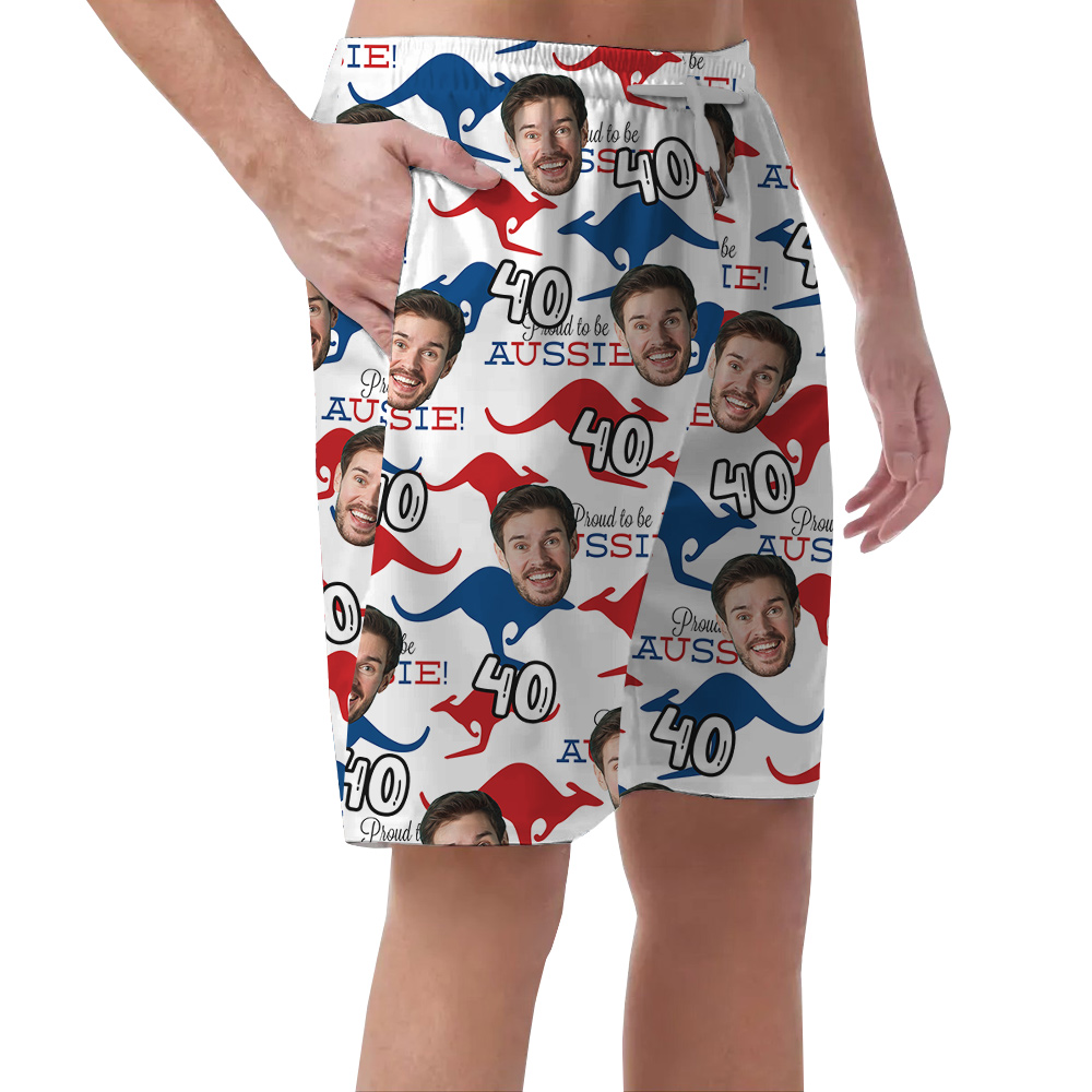 Proud To Be Aussie Hawaiian Short for Men with Custom Face and Age