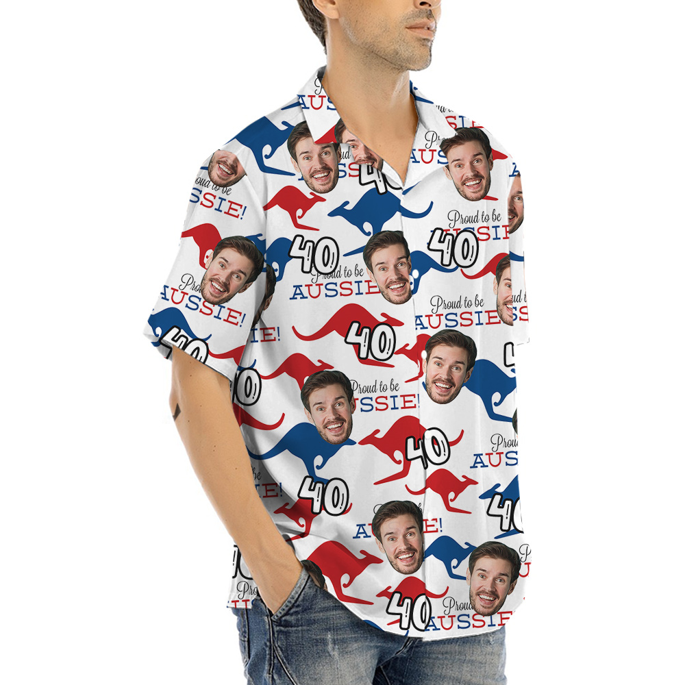 Custom Face and Age Aussie Hawaiian Shirt
