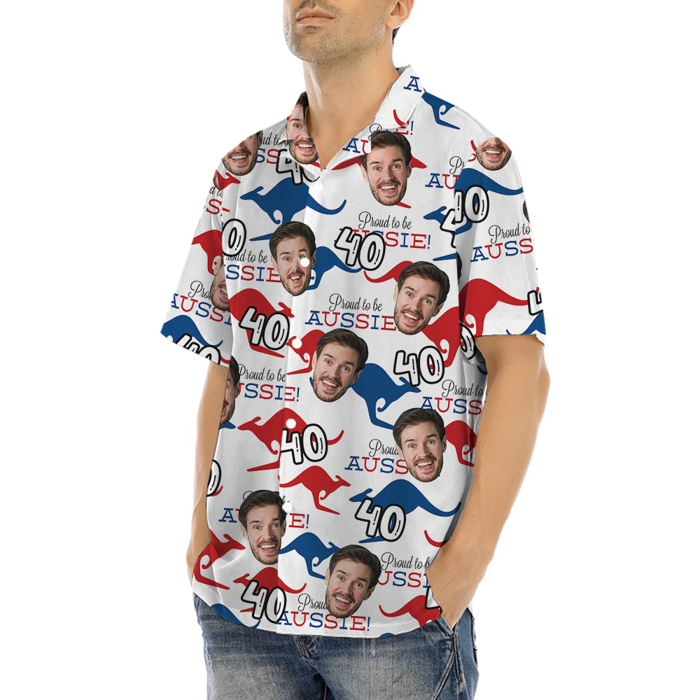 Custom Face and Age Aussie Hawaiian Shirt